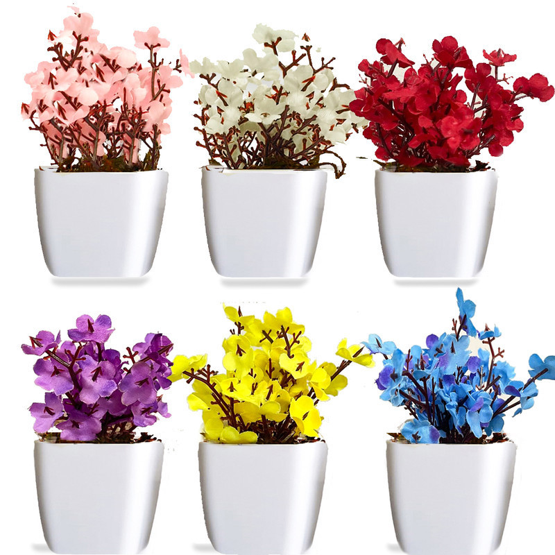Mini Vasinho Decorativo Cerejeira Com Plantinha Artificial Para Decoração
