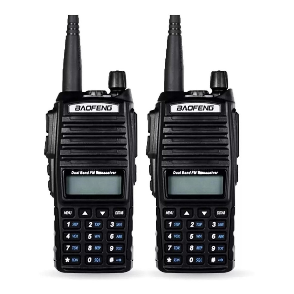Kit 2 Radio Baofeng Uv 82 Plus 18w Walkie Talkie Vhf Uhfip68 Cor Preto