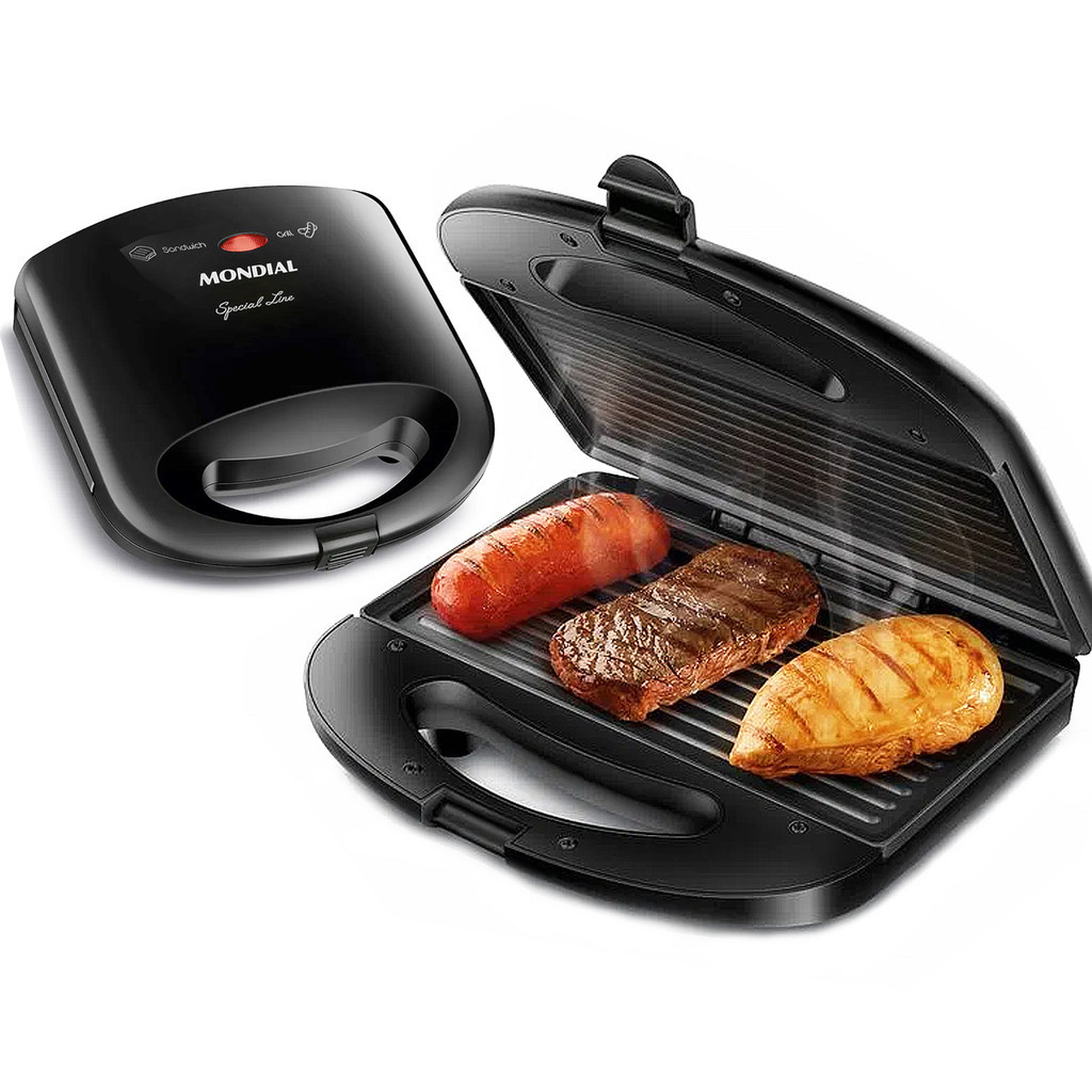 Sanduicheira e Grill Mondial Pratic SN-01 Elétrica Preto 750W - Misteira Antiaderente 127V 220V