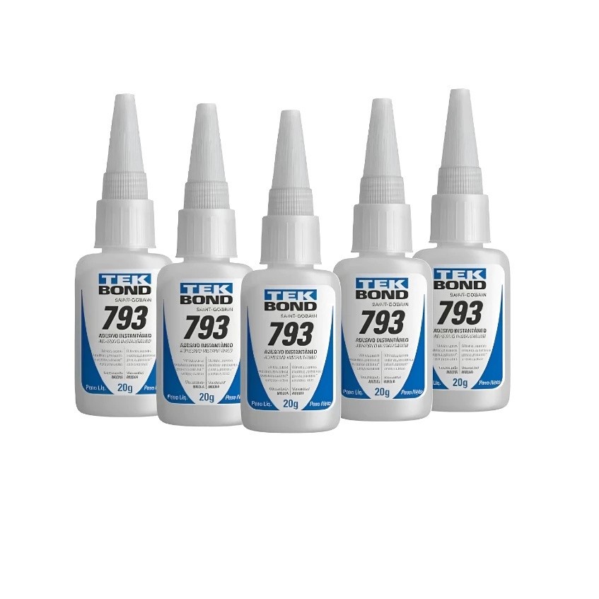 2 Por 19 Cola Instantânea Tek Bond 793 20g / Unha Para Postiça/Fibra e Pedrarias Bico Fino/Fácil Aplicação/Super Forte-E
