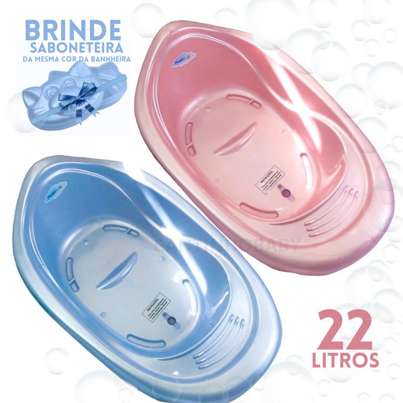 Banheira de bebe 22L Resistente Infantil Menina Menino Design Anatômico