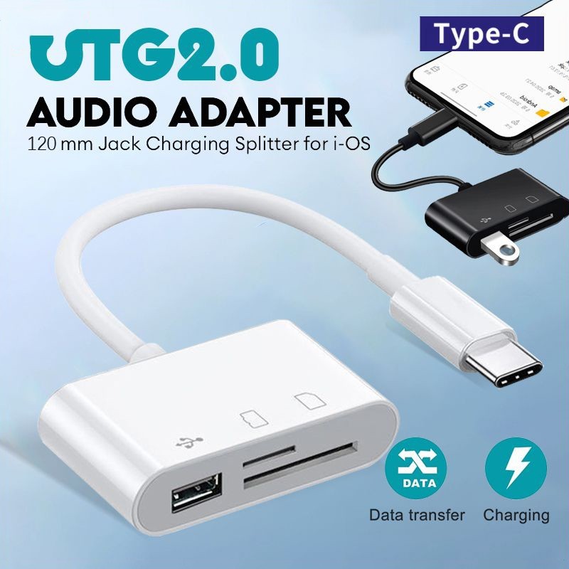 Adaptador De Câmera Para Leitor De Cartão 3 Em 1 TF/SD Tipo-C Leitura Rápida Adequado Celular E Mesa