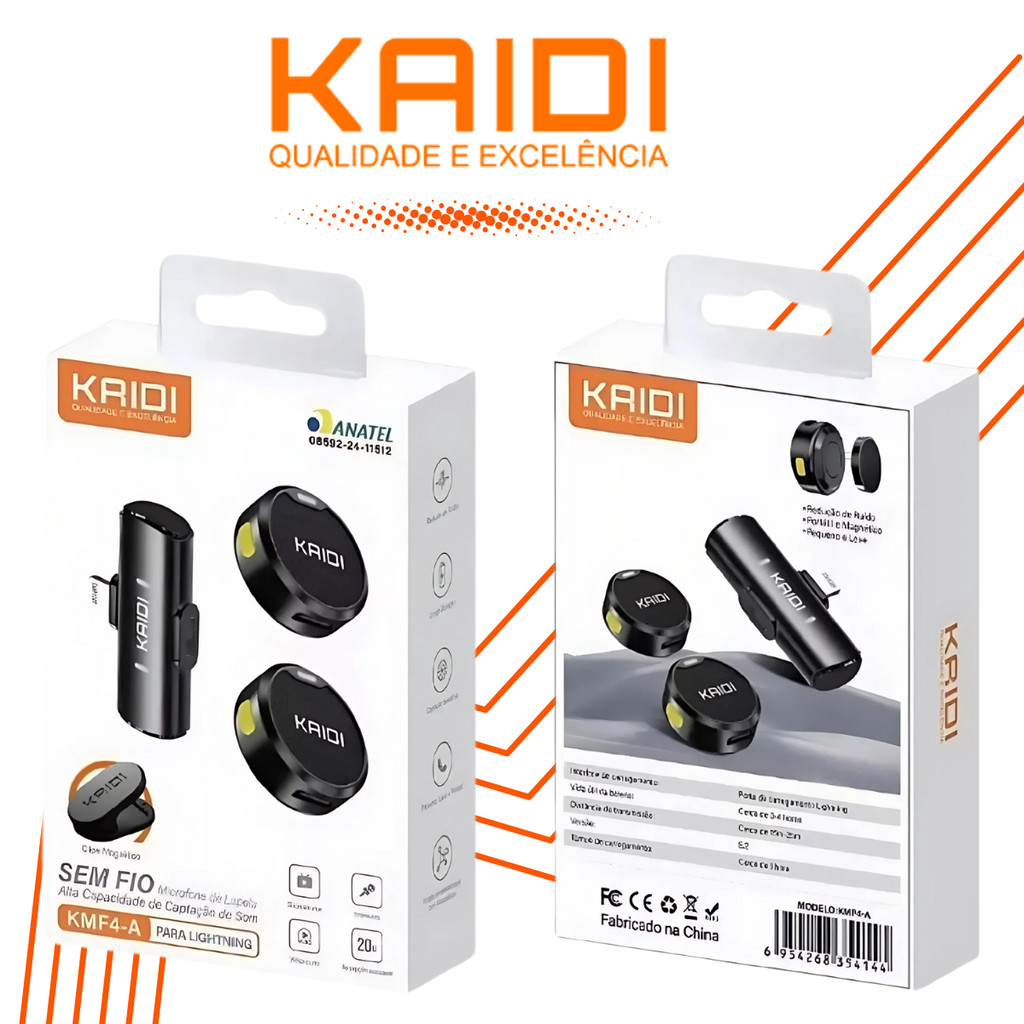 Microfone de lapela duplo redondo magnético Kaidi iphone tipoc descreto entrevista podcast video