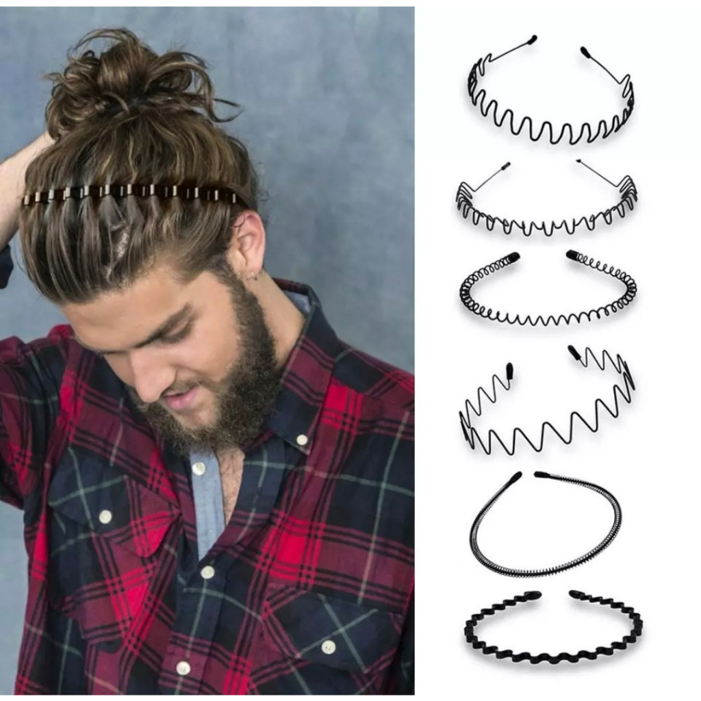 KIT 2 Tiaras de Ferro Arco Diadema Masculina Metal Arquinho Ondinhas