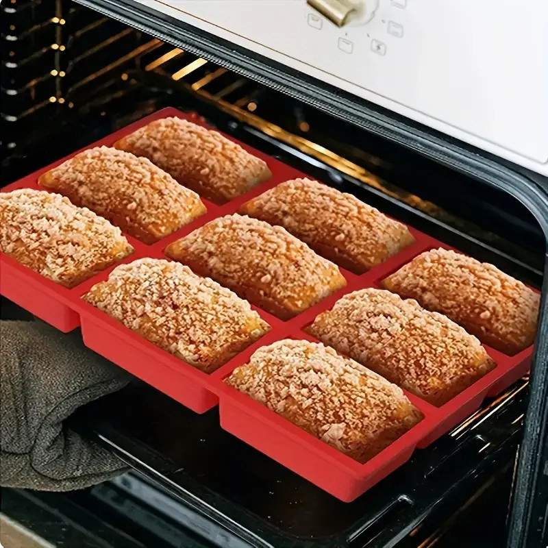 Molde Retangular de Silicone para Bolos, Biscoitos e Chocolate com 9 Furos