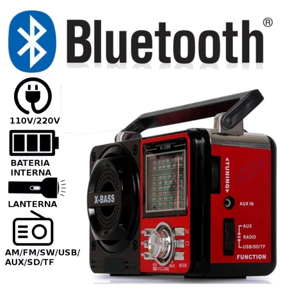 Rádio Portátil Retrô XDG-20 Bluetooth Caixa de Som AM/FM/SW 3W