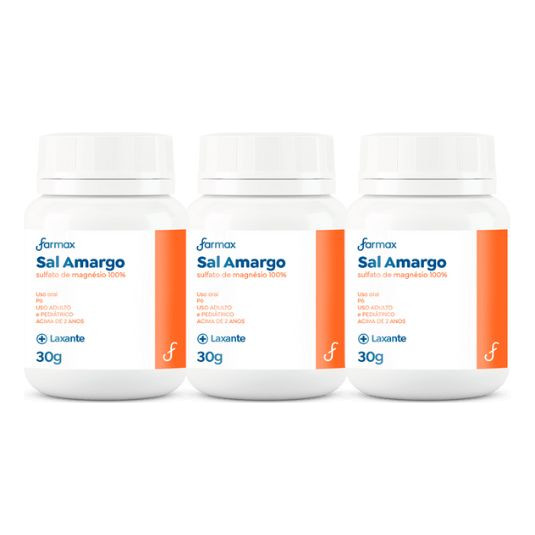 Sal Amargo 30g Em Pó Farmax P/ Limpeza Intestinal Kit C/3 Un