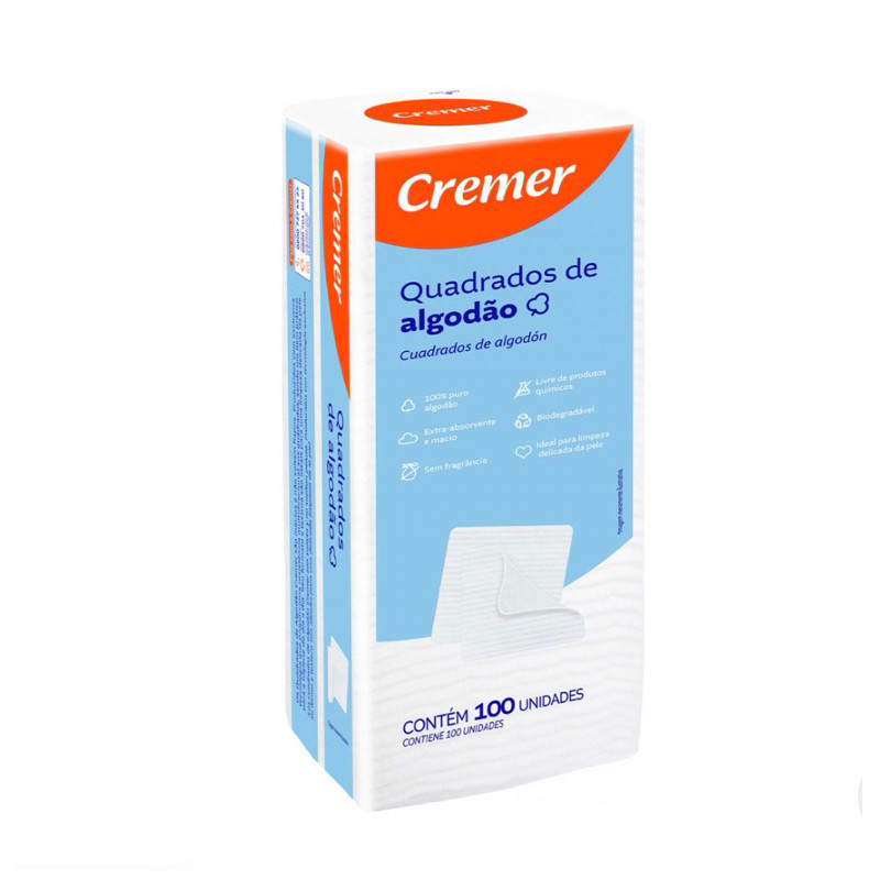 Algodão quadrado Cremer 100und