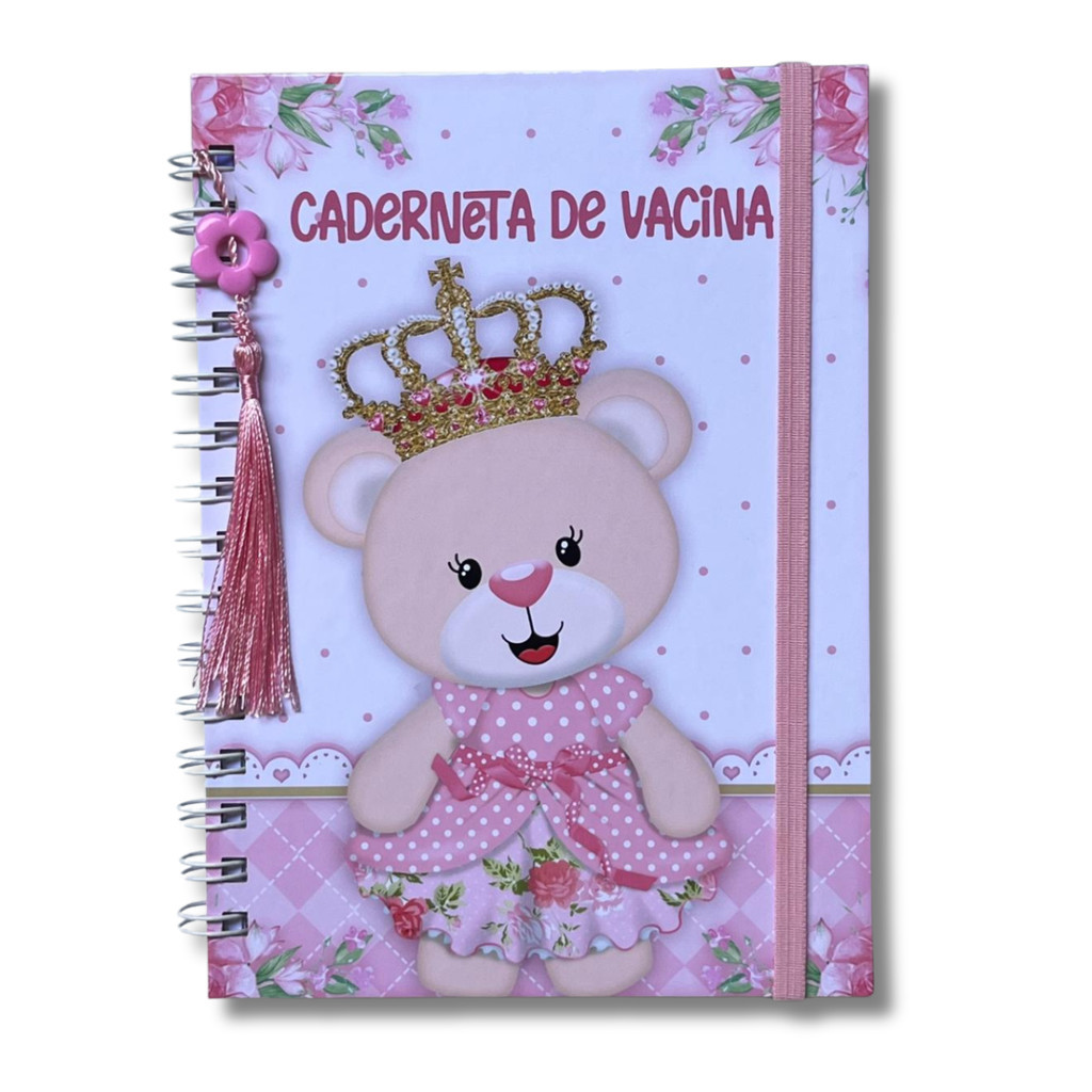 Caderneta de Vacinação Personalizada Vacina Saúde Ursinha Princesa Criança Atualizada 7 edição 2024