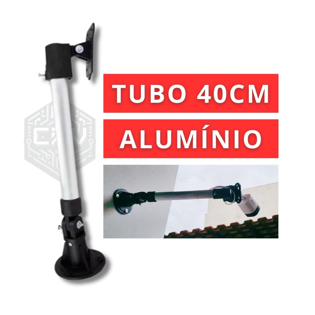 Suporte Extensor 40cm Prolongador de Câmera de Segurança CFTV de Alumínio