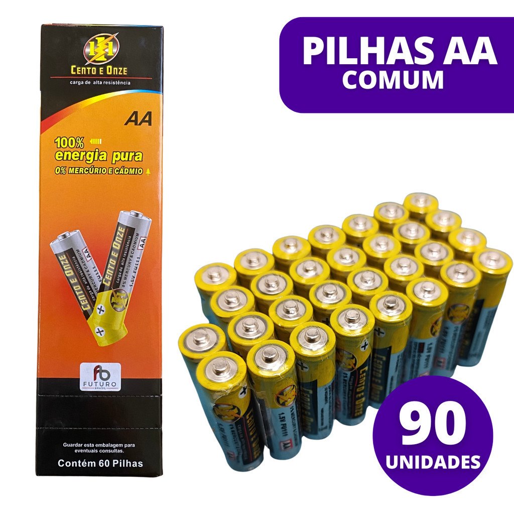 90 Pilhas AA Comum Kit de Pilhas para Controle Mouse