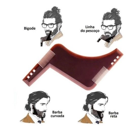 Régua Molde Para Barba Com Pente Modelador Alinhador