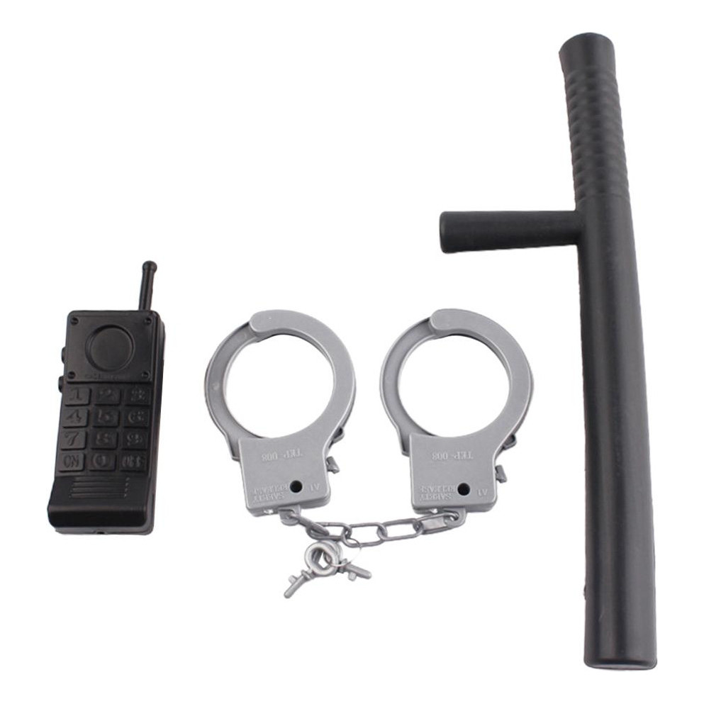 Kit Policial / Fantasia Cosplay Policial / Cassetete + Algema+Walkie-Talkie