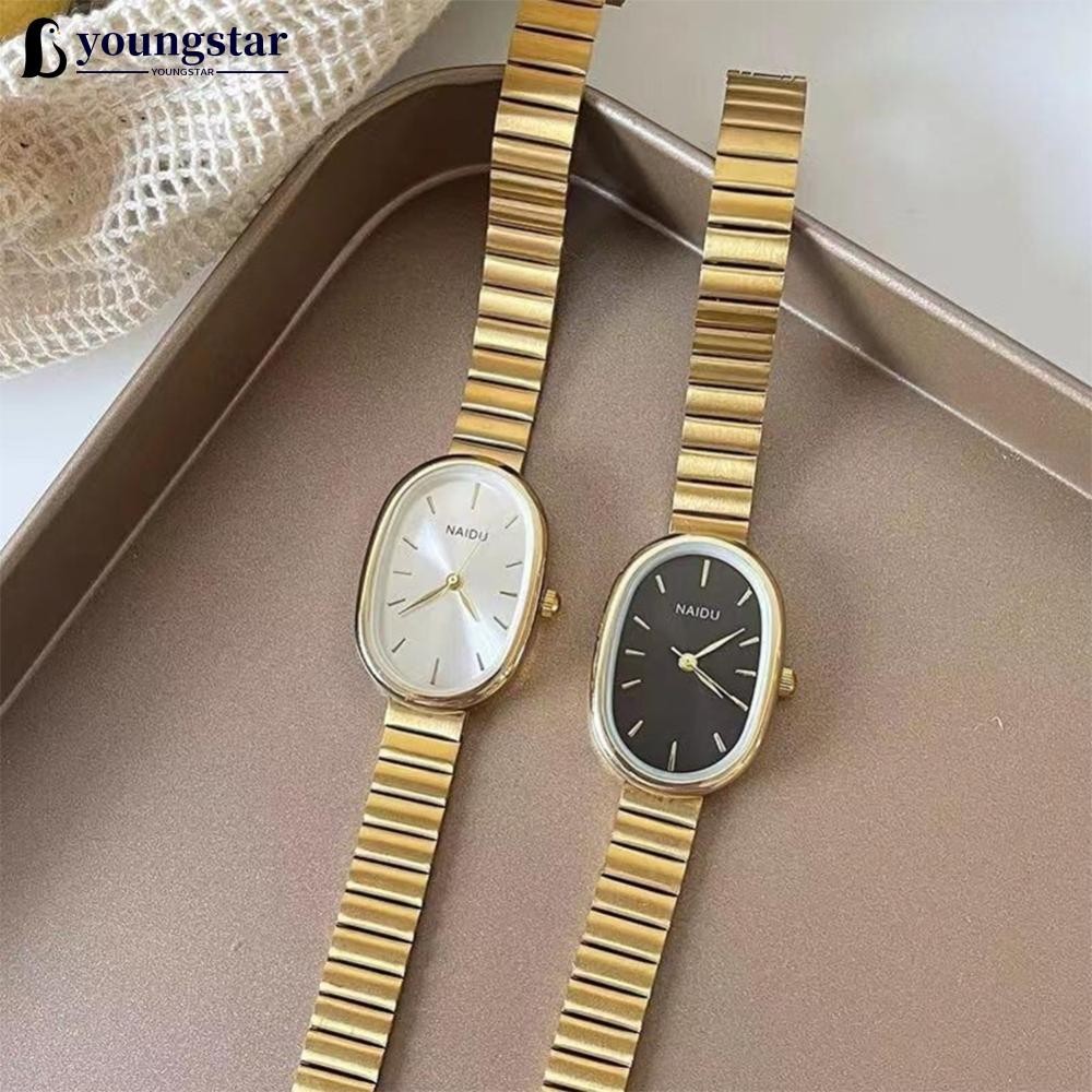 YOUNGSTAR Mostrador Oval Com Pulseira De Bambu Mulher Relógio De Quartzo Material De Aço Inoxidável Pulso MeninaPresente