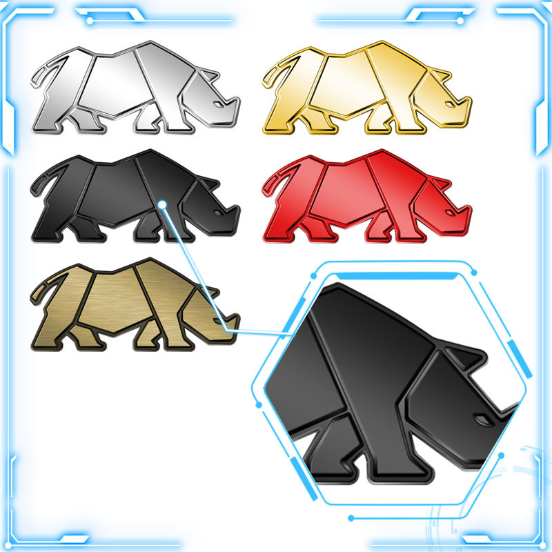 Emblema De Metal Do Carro Rinoceronte Logotipo Adesivo 3D Decalques Corpo Traseiro Tronco Fender Para Suzuki Jimny Samur