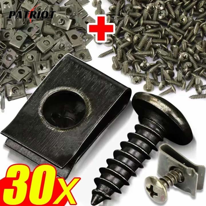 Fender [PATRIO] 20/40/60pcs Fixador De Parafuso De Metal Para Carros Tipo U Anti-Ferrugem Pára-Choques Painel De Guarnição Acessórios De Fixação De Placa