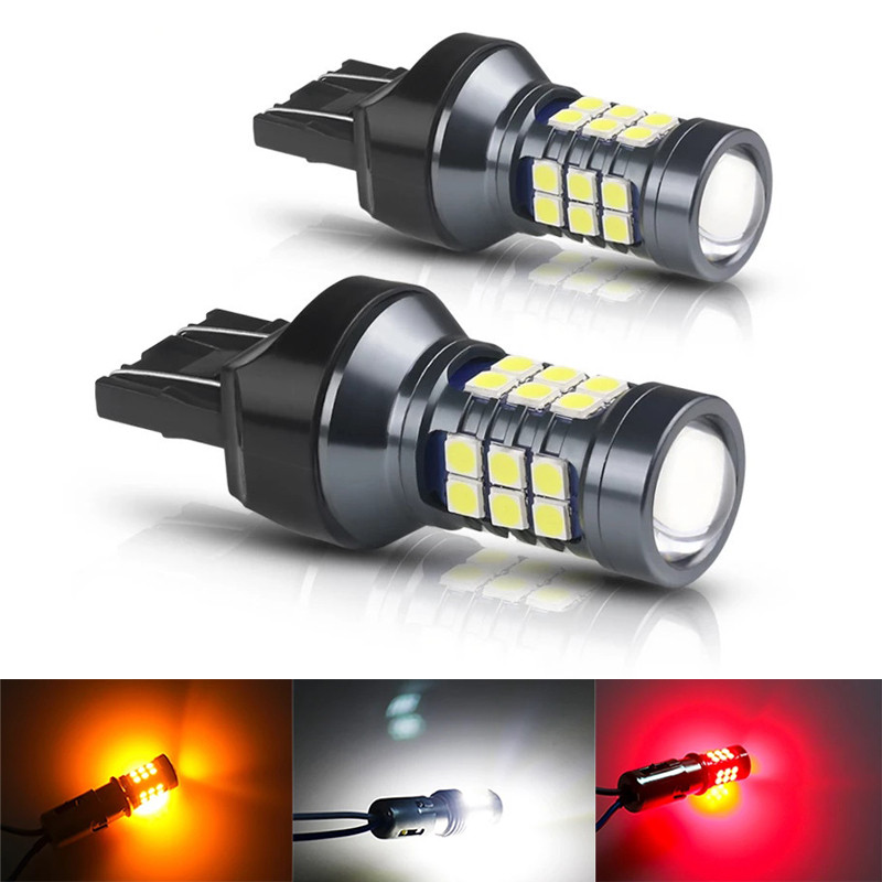 2 Pçs Super Brilhante Lâmpada De Sinal Automático T20 Led 7440 WY21W W21W Lâmpadas 7443 W21/5W T20 3030SMD Luz De Ré Do 