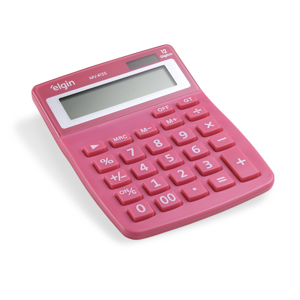 CALCULADORA MV 4135 ROSA VISOR 12 DIG. DISPLAY LCD ELGIN
