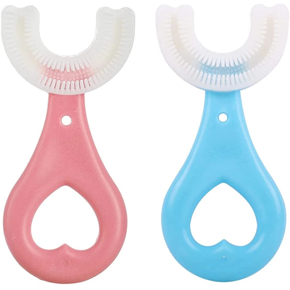 Escova De Dente Infantil Em Formato U 360° De Silicone Suave Para Crianças De 2 a 12 Anos, Limpeza Eficiente e Divertida