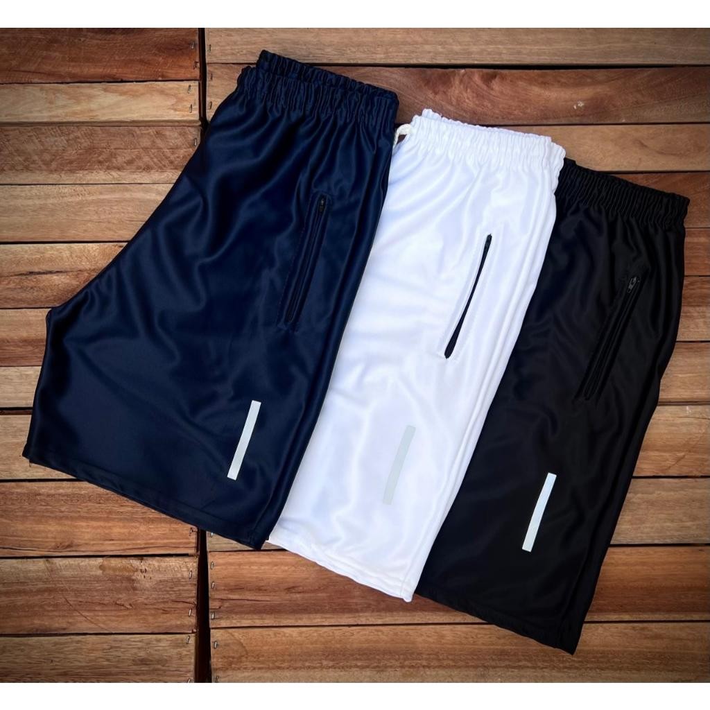 Kit 03 Bermudas Shorts Masculino Básico Azul Marinho, Branco, Preto, Sem Logo Pronta Entrega!