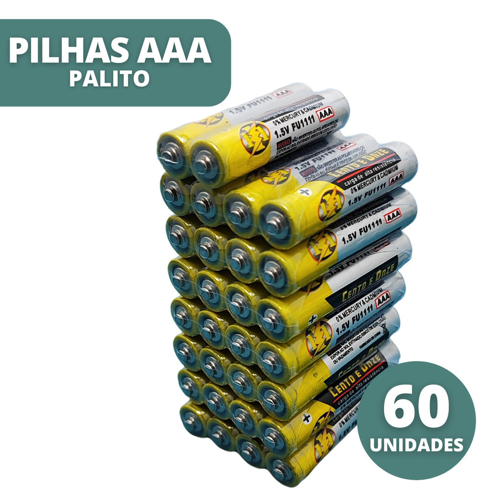 Kit 60 Pilhas AAA Palito Para Relógio Controle Remoto Balança