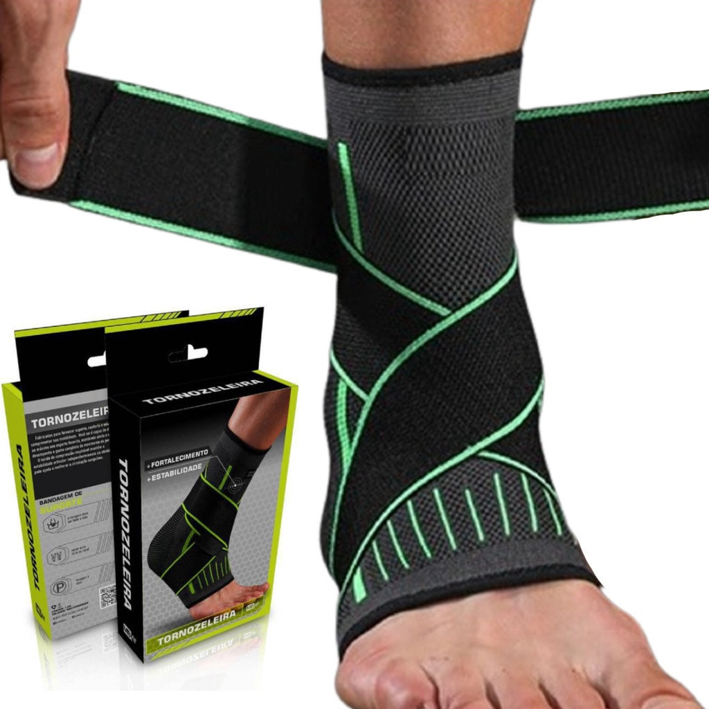 Tornozeleira Ortopedica Compressão Estabilizadora Elastica Esportes Futebol Cross Fit Basket Volei  Tecido Respirável
