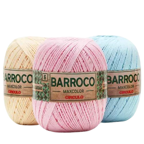Barbante Barroco Maxcolor Círculo Nº6 200g 226m | 100% Algodão | Ideal p/ Crochê e Tricô | Cores Lisas