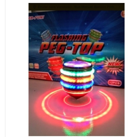 Pião desenhado toca musica com led