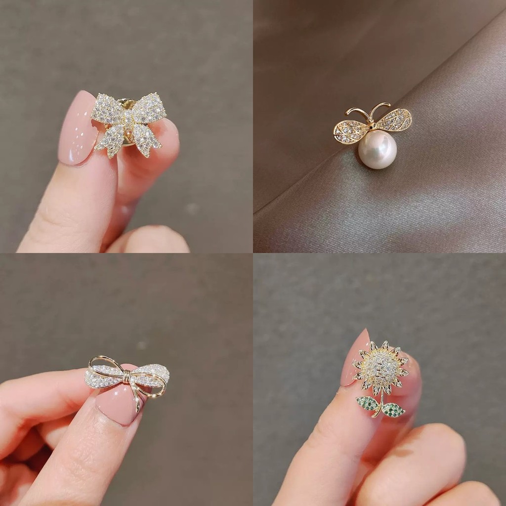 16 models Broche Com Laço Anti-Glare/Peito De Alta Qualidade Sem Costura/Roupas Fixas/Decote/ Pino Combina Tudo