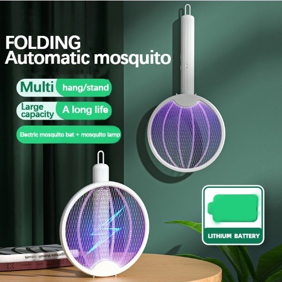 Mata Mosquitos 2 Em 1 Raquete Recarregável Com Lâmpada UV 3000V USB novo nova