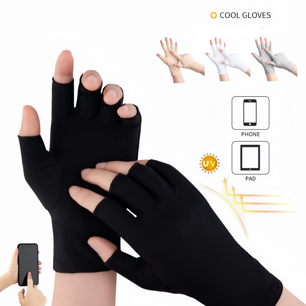 Luvas protetoras solares de meia-dedos para bicicletas de alta elasticidade antiderrapante