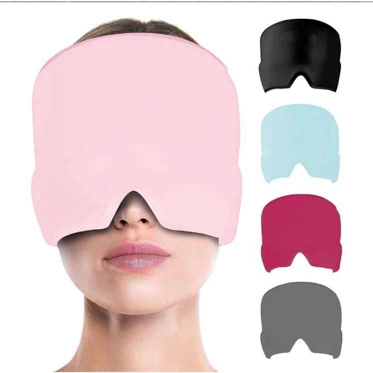 Touca De Enxaqueca Alívio Terapêutica Gel Hood Ice pack Máscara De Calor Para Os Olhos Dor De Cabeça