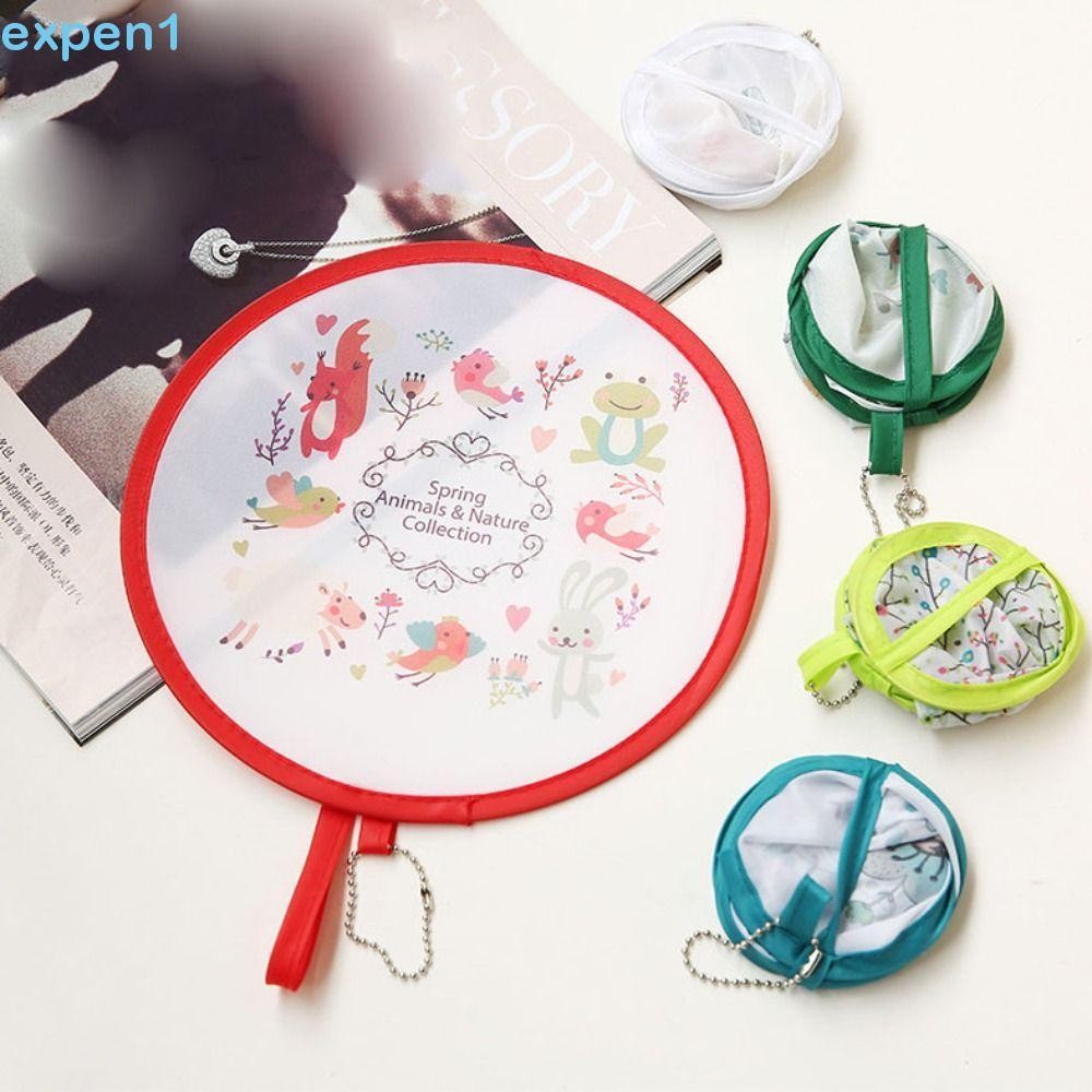 Ventilador Dobrável De Desenho Animado EXPEN , Redondo Portátil Durável , Mini De Bolso Leve Com Designs Divertidos