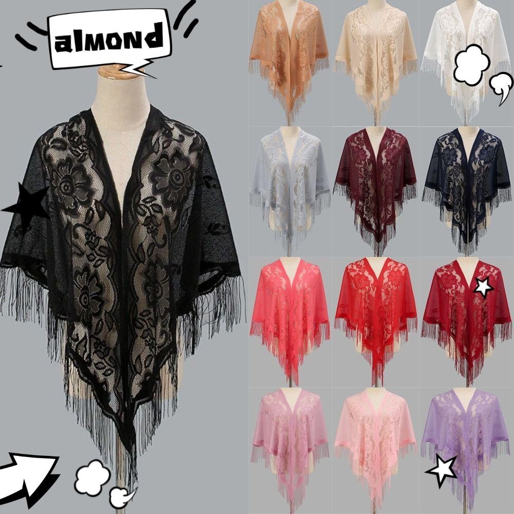 ALMOND Evening Prom Cape , Com Tassel Multicolored Women Shawl , Manto De Tule Oco Cosplay
