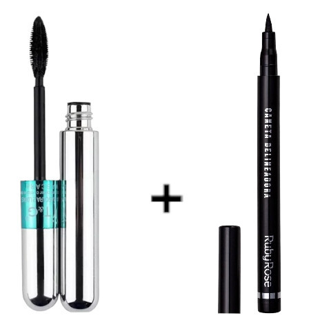 Kit uma Caneta delineadora da Ruby Rose HB090 + uma Mascara de Cílios T&G Tango 4D