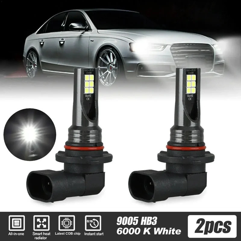 2pcs H8 H9 Led H11 9005 HB3 9006 HB4 Carro 3030 12smd Farol de Nevoeiro Lâmpadas 6000K Branco Auto Lâmpada Dia Correndo