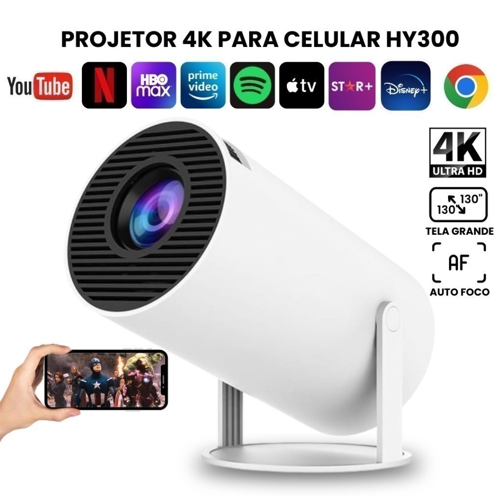 Projetor Magcubic HY300 Original Portátil Smart Android 11 4K Ultra HD HDMI Wifi Bluetooth Alto Falante Embutido