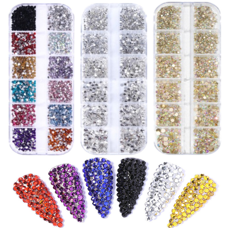 Kit 1/3 Caixas Estojo Strass Colorido Para Maquiagem e Nail Art