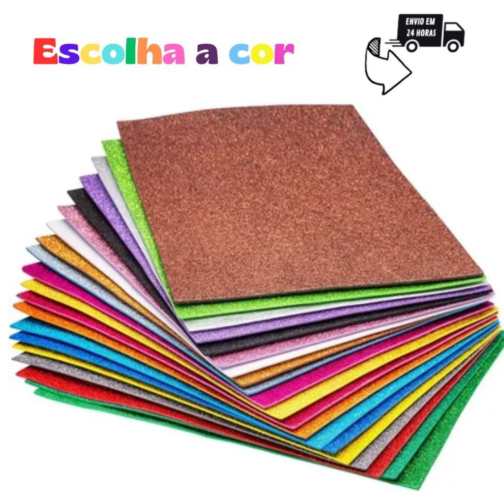 Placas De EVA com Glitter 40x60 - Kit com 5 folhas (Escolha UMA cor)
