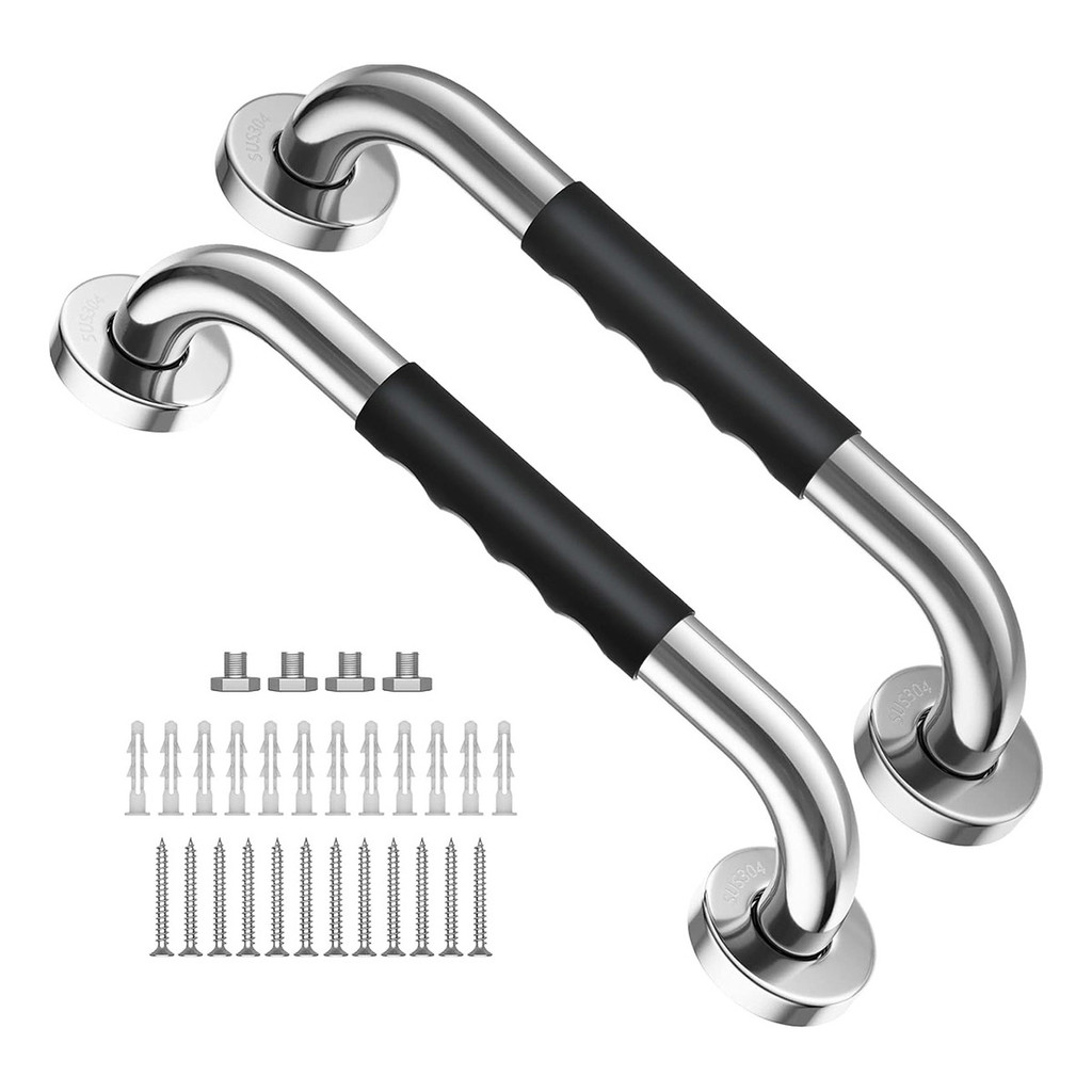 Kit 2 Barras de Apoio Inox 30cm para Banheiro - Corrimão de Segurança e Proteção para Idosos e Deficientes