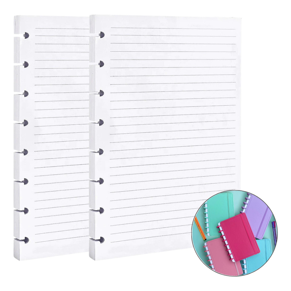 Refil de Folhas Pautadas para Caderno  A4/B5 com 11 10 Furos de Discos