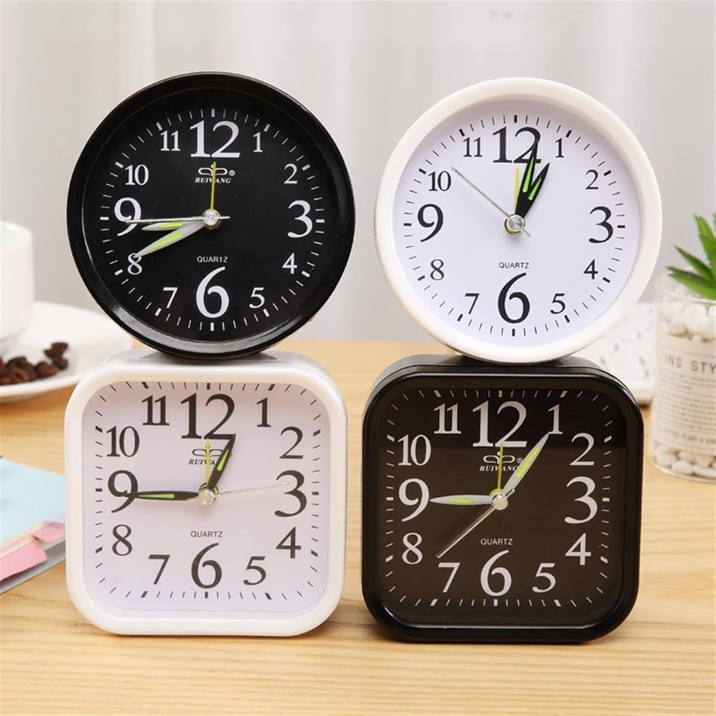 Despertador Redondo E Quadrado Relógio De Cabeceira Mesa Bateria Analógico Despertador Snooze Para Casa