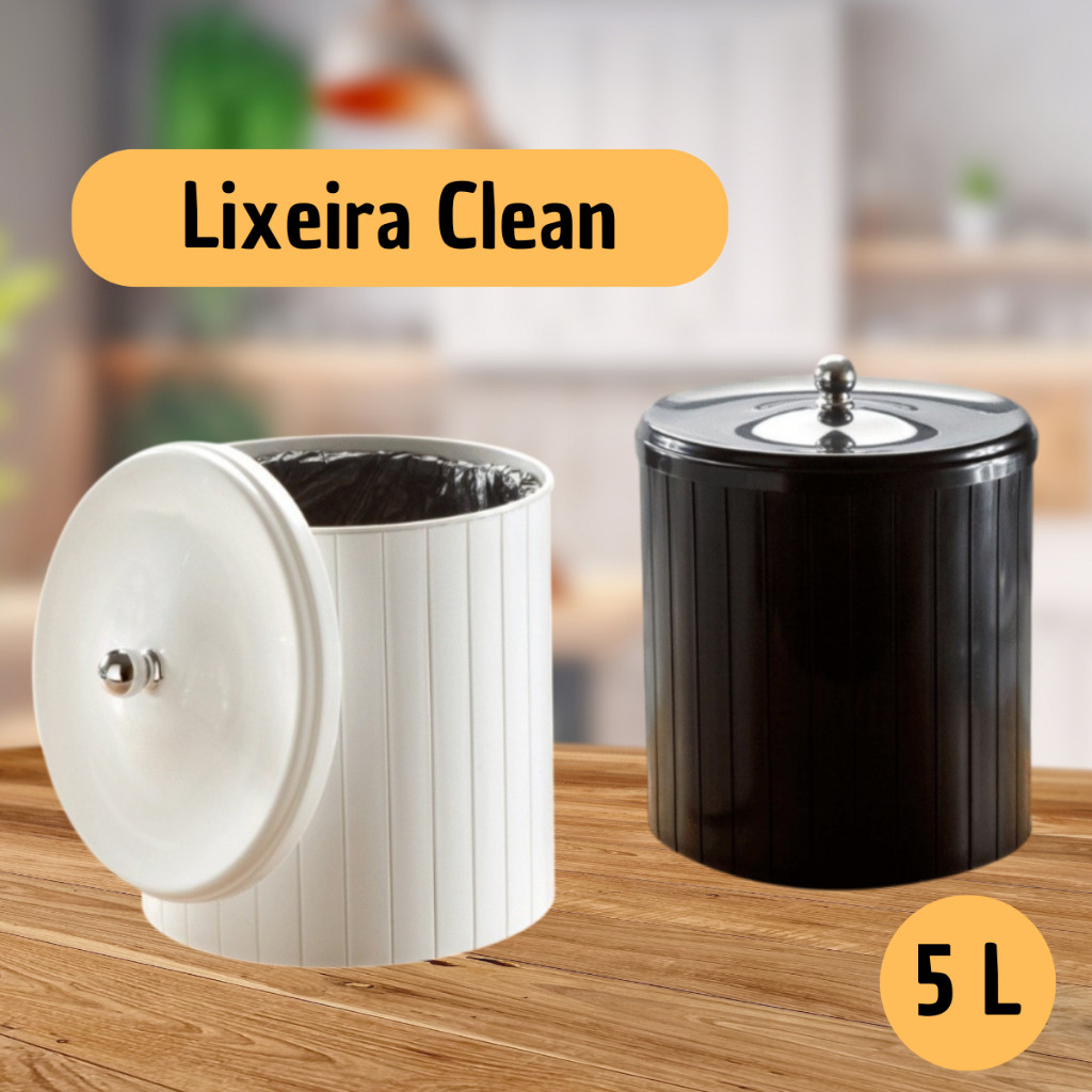 Lixeira Cesto Multiuso Banheiro Cozinha Escritorio Anel Porta Saco Plástico 5 litros