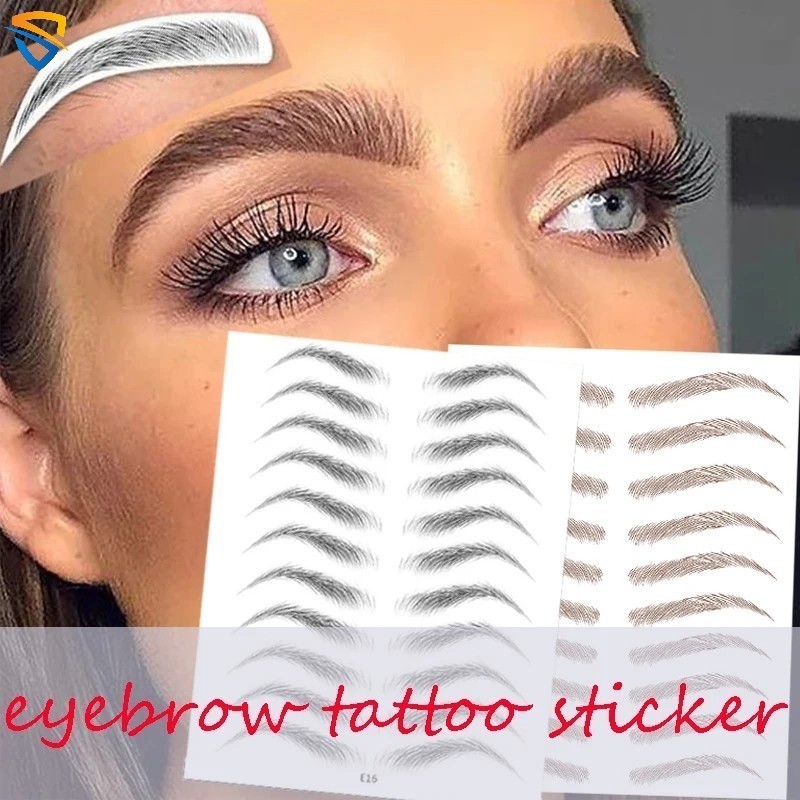 2 Folhas 6D Adesivos Para Sobrancelhas Autênticos À Base De Água Tattoo Sticker Cosméticos Prova D'água Maquiagem De Longa Duração Falsas