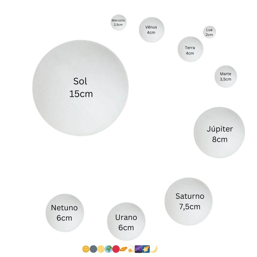 Kit Maquete Sistema Solar com 10 Planetas em Isopor
