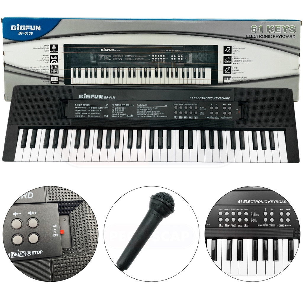 Teclado Eletrônico Infantil Big Fun Com Microfone E Cabo USB 61 Teclas