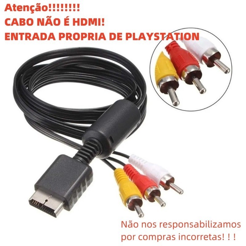 Cabo Av Audio E Video Rca Para Playstation 1, Ps2 E Ps3 1.50m