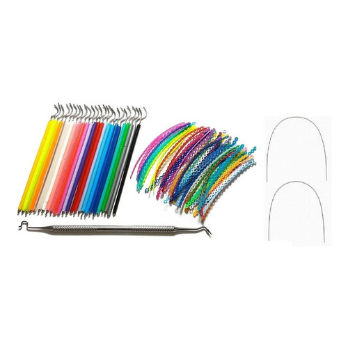 Kit 500 Borrachinhas Aparelho + 5 Trançadas + Aplicador + 2 Fios (Cores Sortidas)