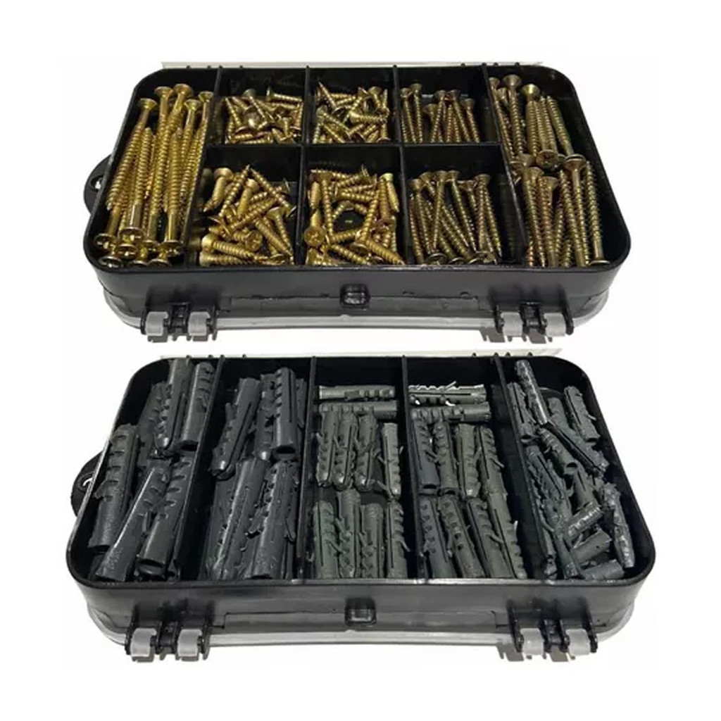 Kit Combo 200/300/500 pçs Parafusos Chipboard Philips Buchas com ou sem Maleta Cx estojo organizador