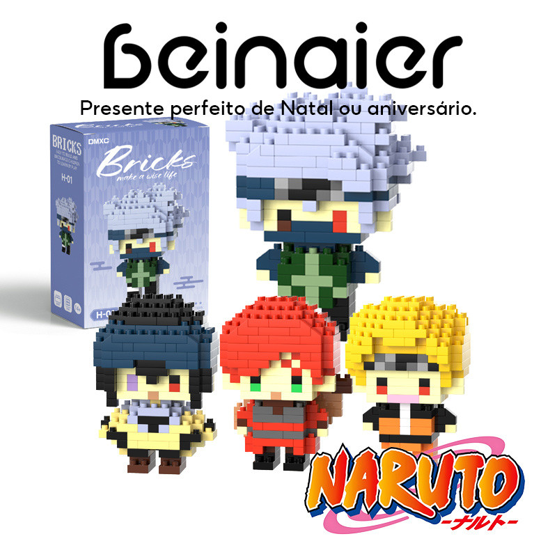 Mini minifiguras de Naruto de desenho animado infantil, pode montar brinquedos de blocos de construção, presentes de ani